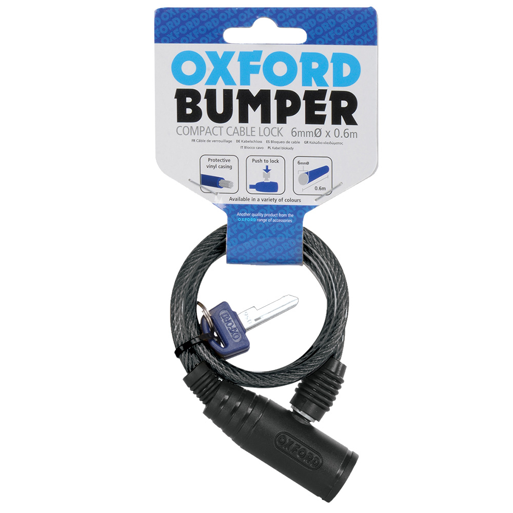 Oxford Roxter Bike Cycle Security Coiled Cable Lock Compact 600 x 6mm Anti-Theft 