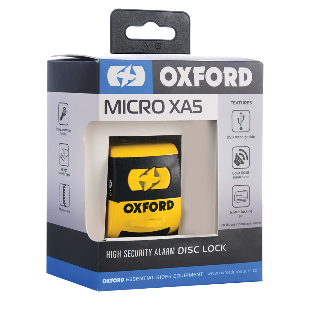 Oxford Micro XA5 Alarm Disc Lock Yellow/Black : Oxford Products