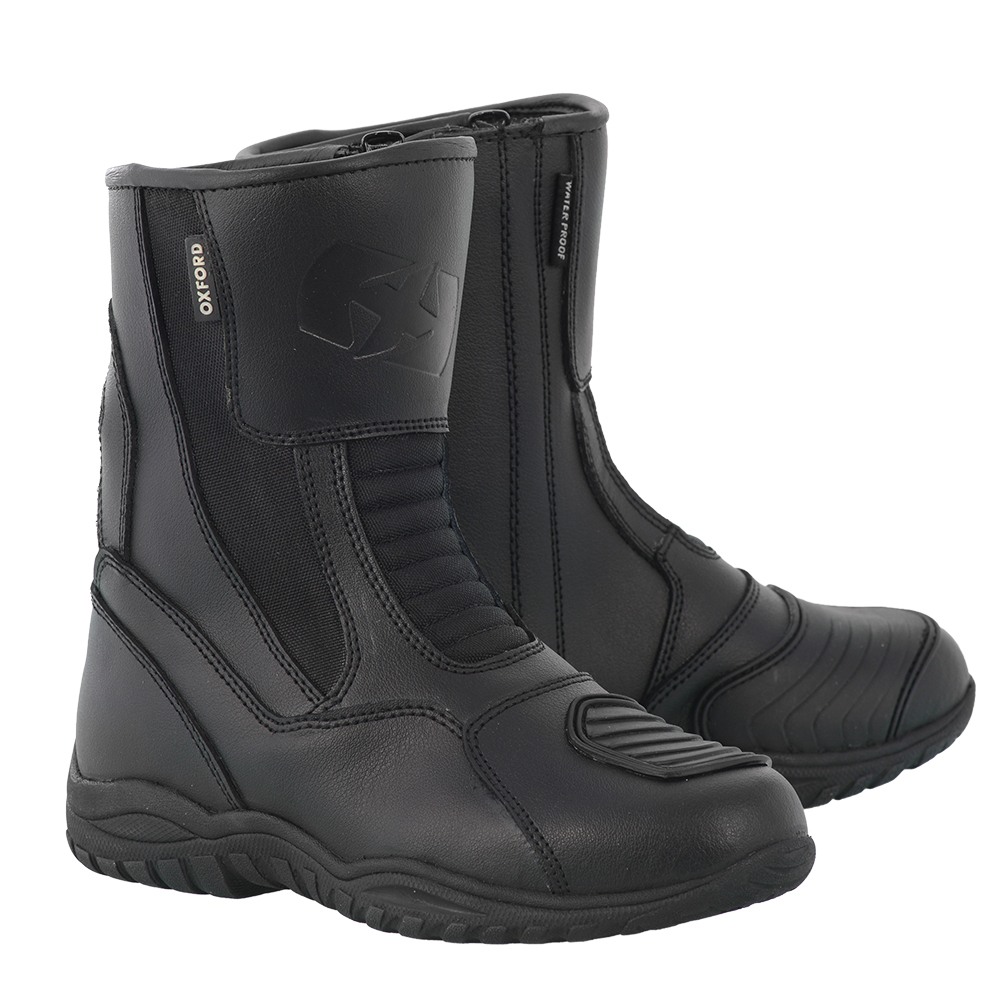 Oxford  Black Leather Waterproof Motorcycle Hunter Wellington Boots  