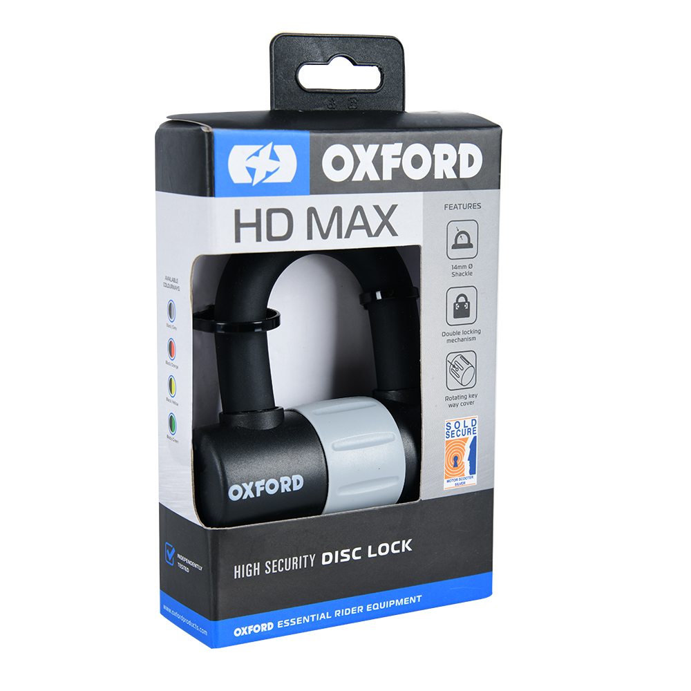 Oxford HD MAX Disc Lock 14mm Shackle Black Motorcycle Security Scooter LK310
